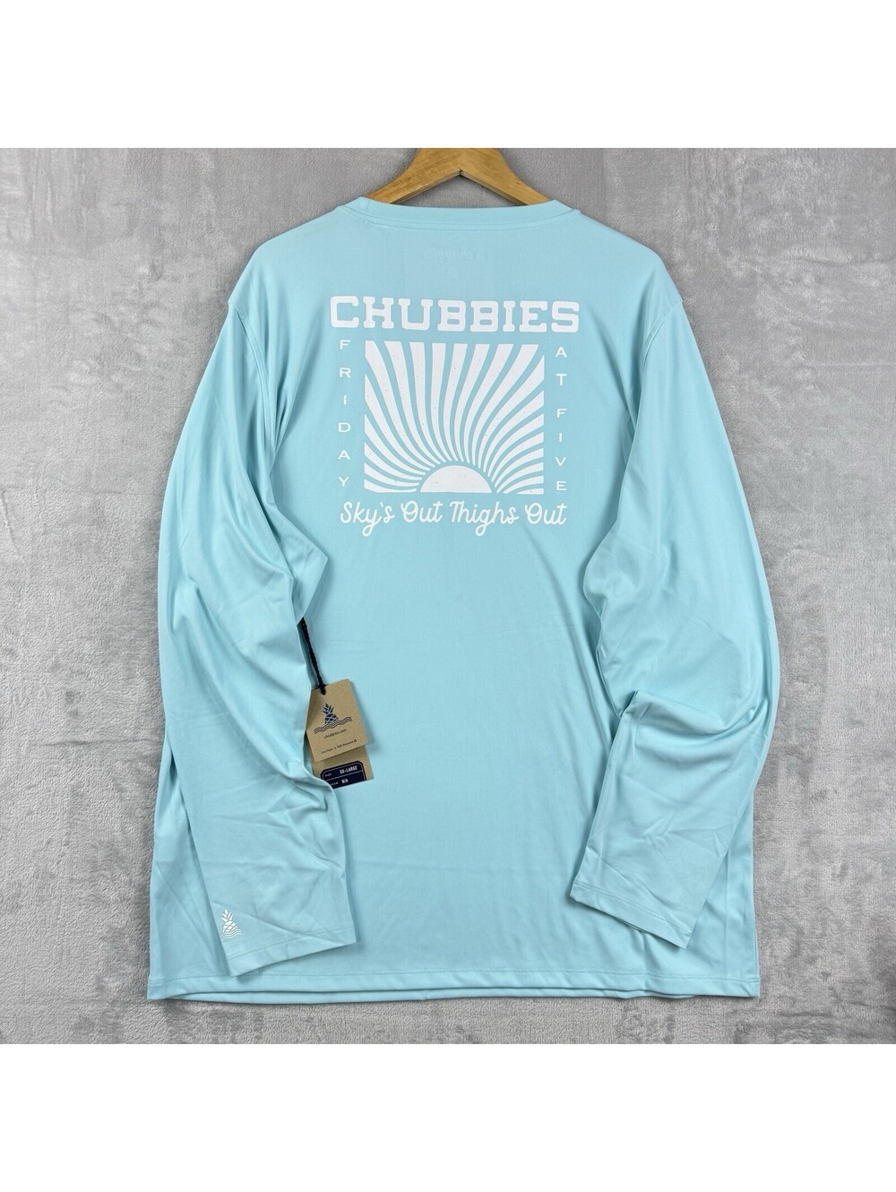 Chubbies The Kind Of A Big Teal Sun Crew Long Sleeve Shirt Men XXL Sun Beach NWT